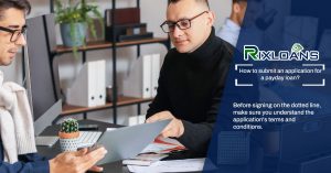 man submitting documents
