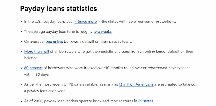Payday loans statistics