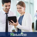 A man and a woman looking at a tablet reading about installment loans Florida